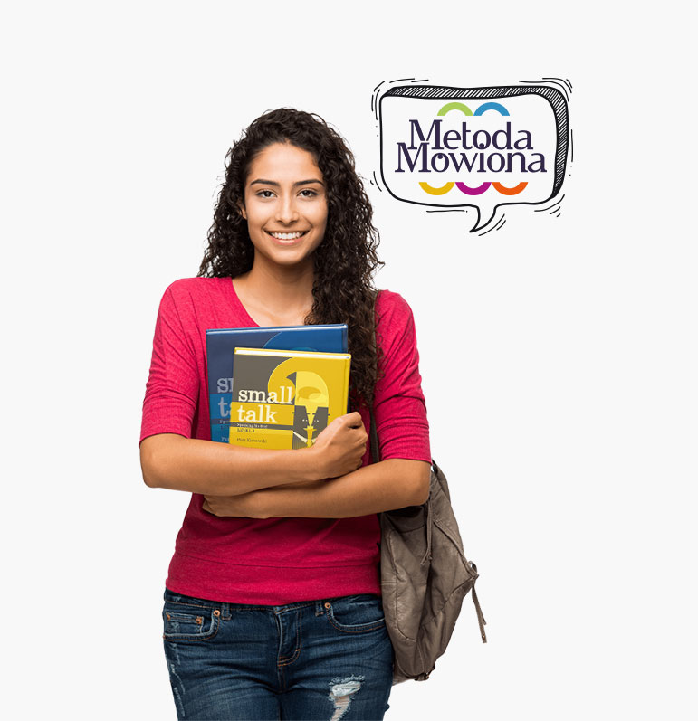 Młoda dziewczyna trzymająca książkę do nauki języka angielskiego